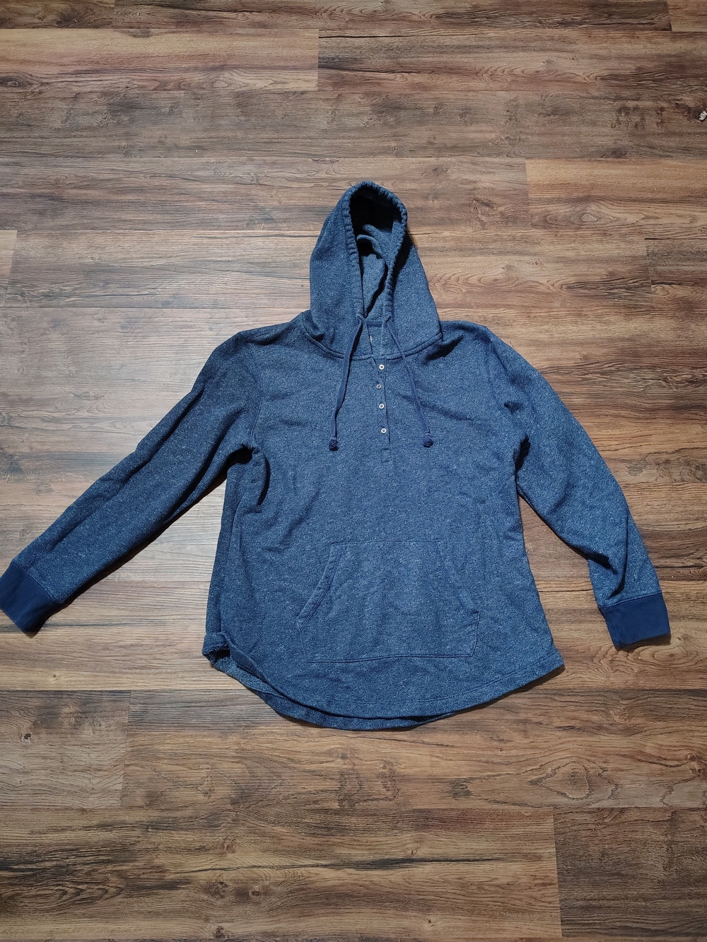 Natural Reflections Navy Blue Hooded Henley Sweatshirt